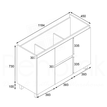 Ivana 1200mm PVC Water Proof Bathroom Vanity Cabinet
