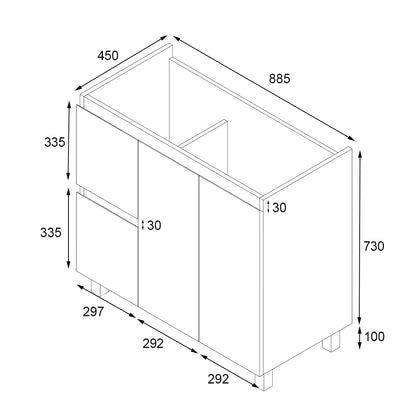 Ivana 900mm PVC Water Proof Bathroom Vanity Left Drawers Cabinet