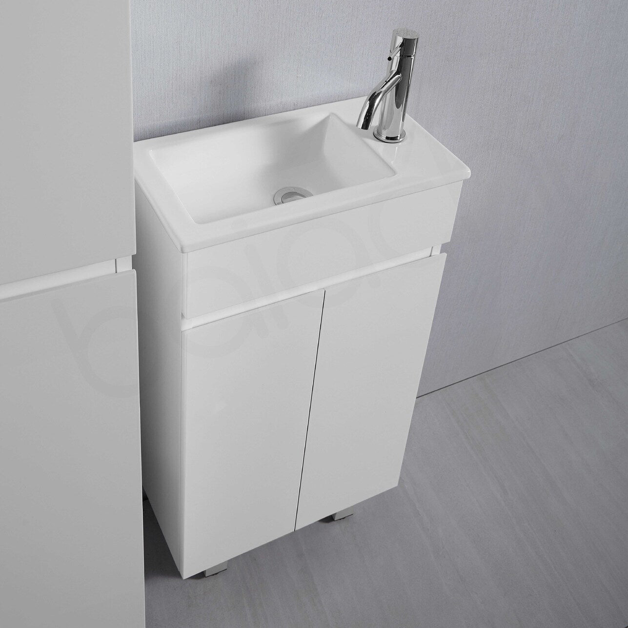 Jasmin 465mm Slim PVC Water Proof Bathroom Vanity Cabinet Ceramic Basin