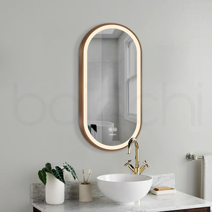 Baiachi Cora LED Oval 450mmx900mm Frame Mirror Brushed Copper