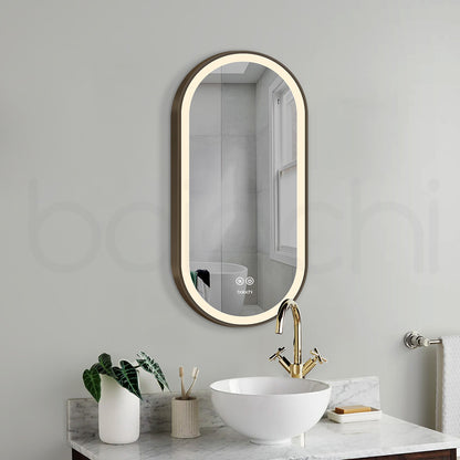 Baiachi Cora LED Oval 450mmx900mm Frame Mirror Antique Brass