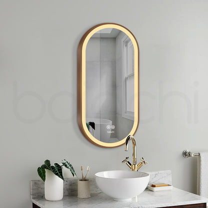 Baiachi Cora LED Oval 450mmx900mm Frame Mirror Brushed Copper