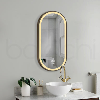Baiachi Cora LED Oval 450mmx900mm Frame Mirror Antique Brass