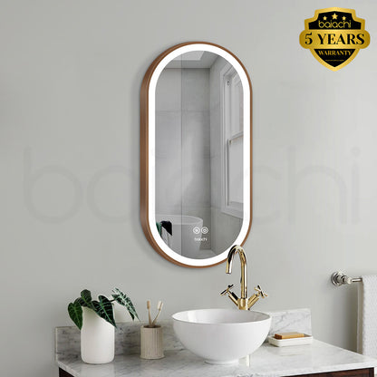 Baiachi Cora LED Oval 450mmx900mm Frame Mirror Brushed Copper