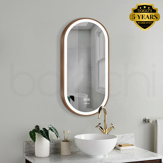 Baiachi Cora LED Oval 450mmx900mm Frame Mirror Brushed Copper