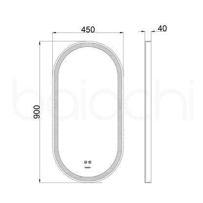 Baiachi Cora LED Oval 450mmx900mm Frame Mirror Antique Brass