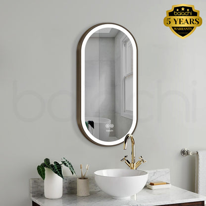 Baiachi Cora LED Oval 450mmx900mm Frame Mirror Antique Brass