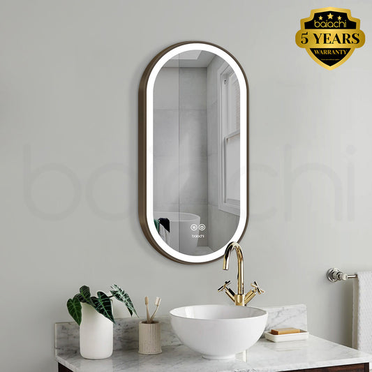 Baiachi Cora LED Oval 450mmx900mm Frame Mirror Antique Brass