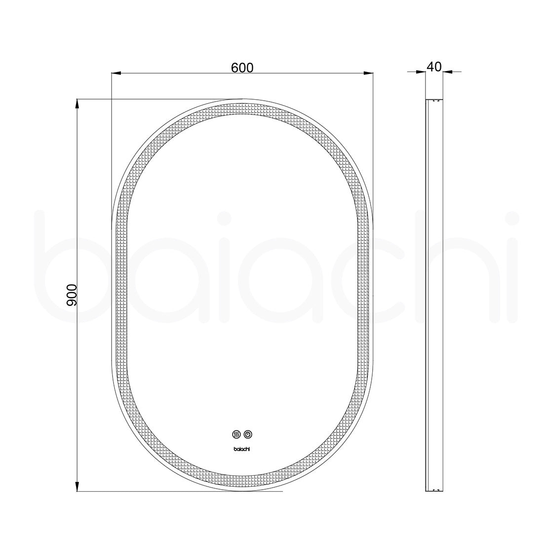 Baiachi Cora LED Oval 600mmx900mm Frame Mirror Brushed Copper