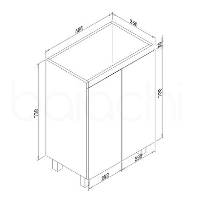 Lucena 600mm Slim PVC Water Proof Bathroom Vanity Ceramic Basin