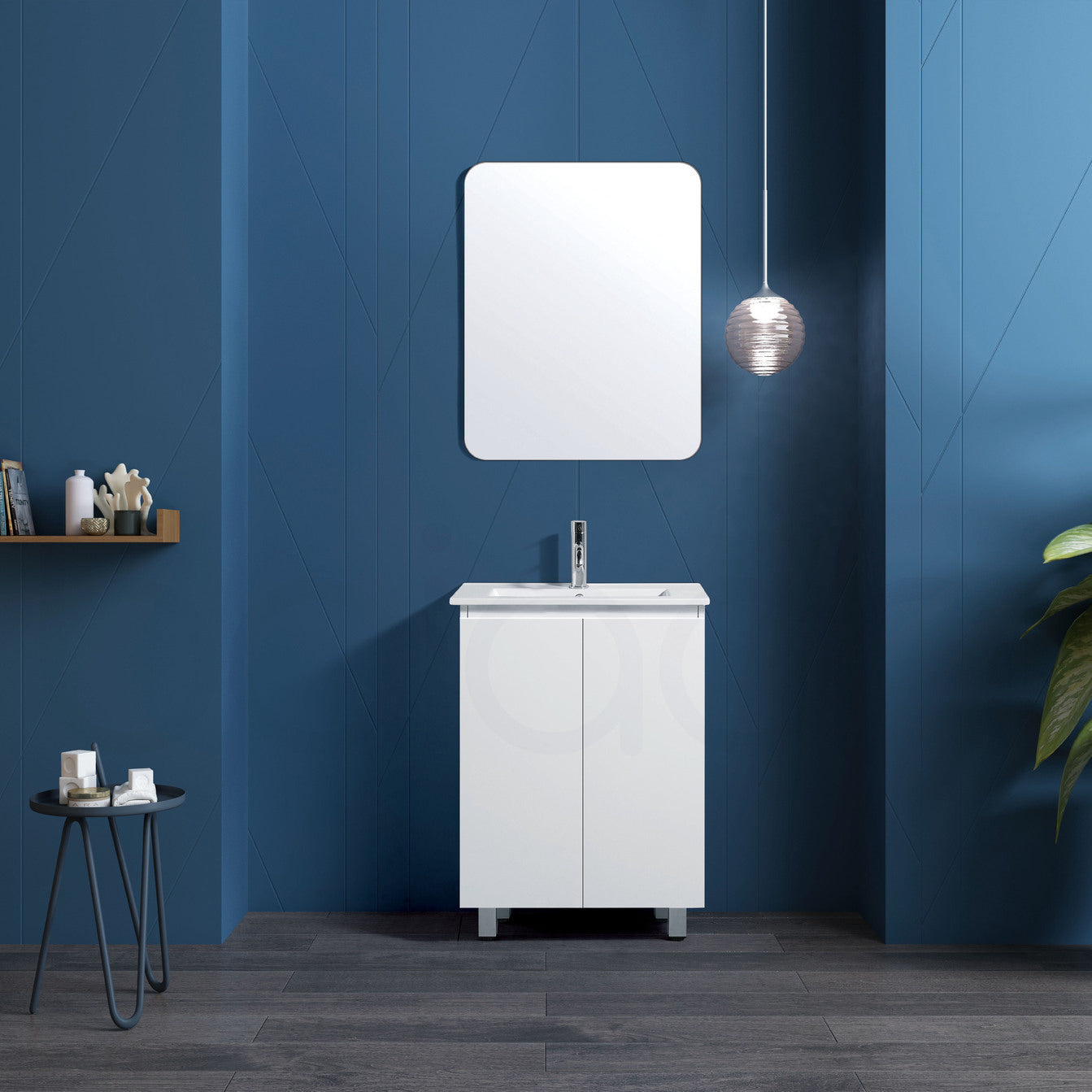 Lucena 600mm Slim PVC Water Proof Bathroom Vanity Ceramic Basin