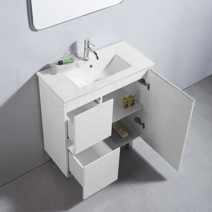 Lucena 750mm Slim Left Drawer PVC Water Proof Bathroom Vanity Ceramic Basin