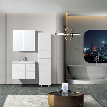 Lucena 750mm Slim PVC Water Proof Wall Hung Bathroom Vanity Right Drawers Ceramic Basin