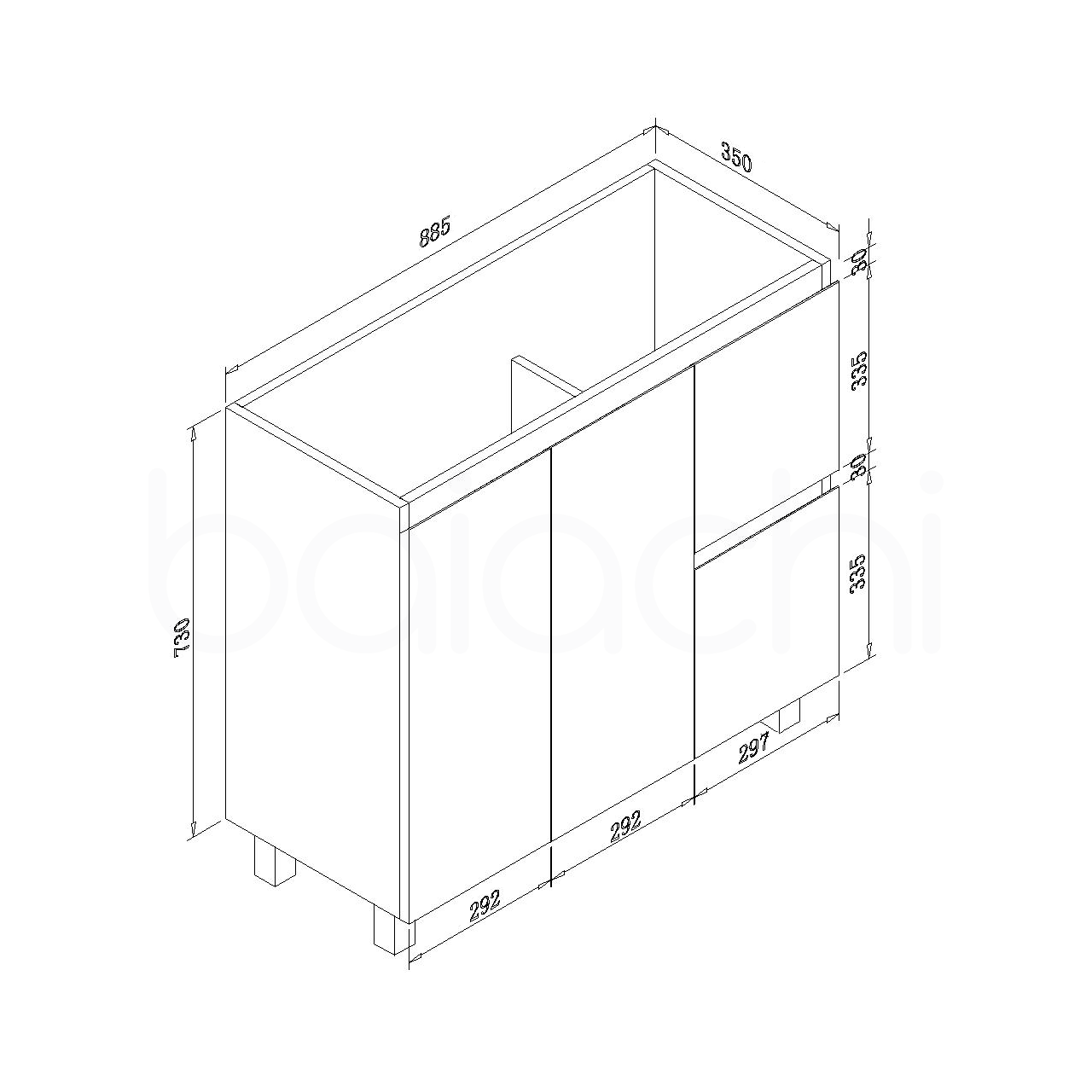 Lucena 900mm Slim Right Drawer PVC Water Proof Bathroom Vanity Cabinet