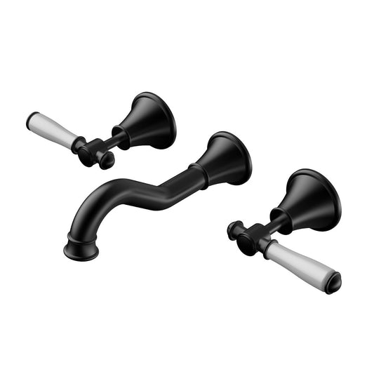 Ikon Clasico Bath Set Ceramic Handle Matte Black