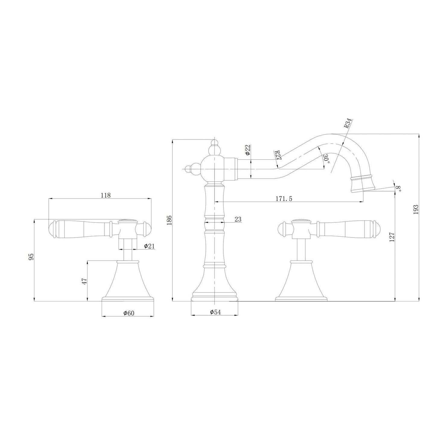 Ikon Clasico Basin Set Brushed Gold