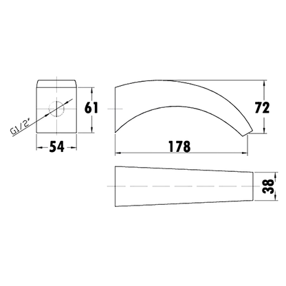 Yale Square Crescent Spout Chrome