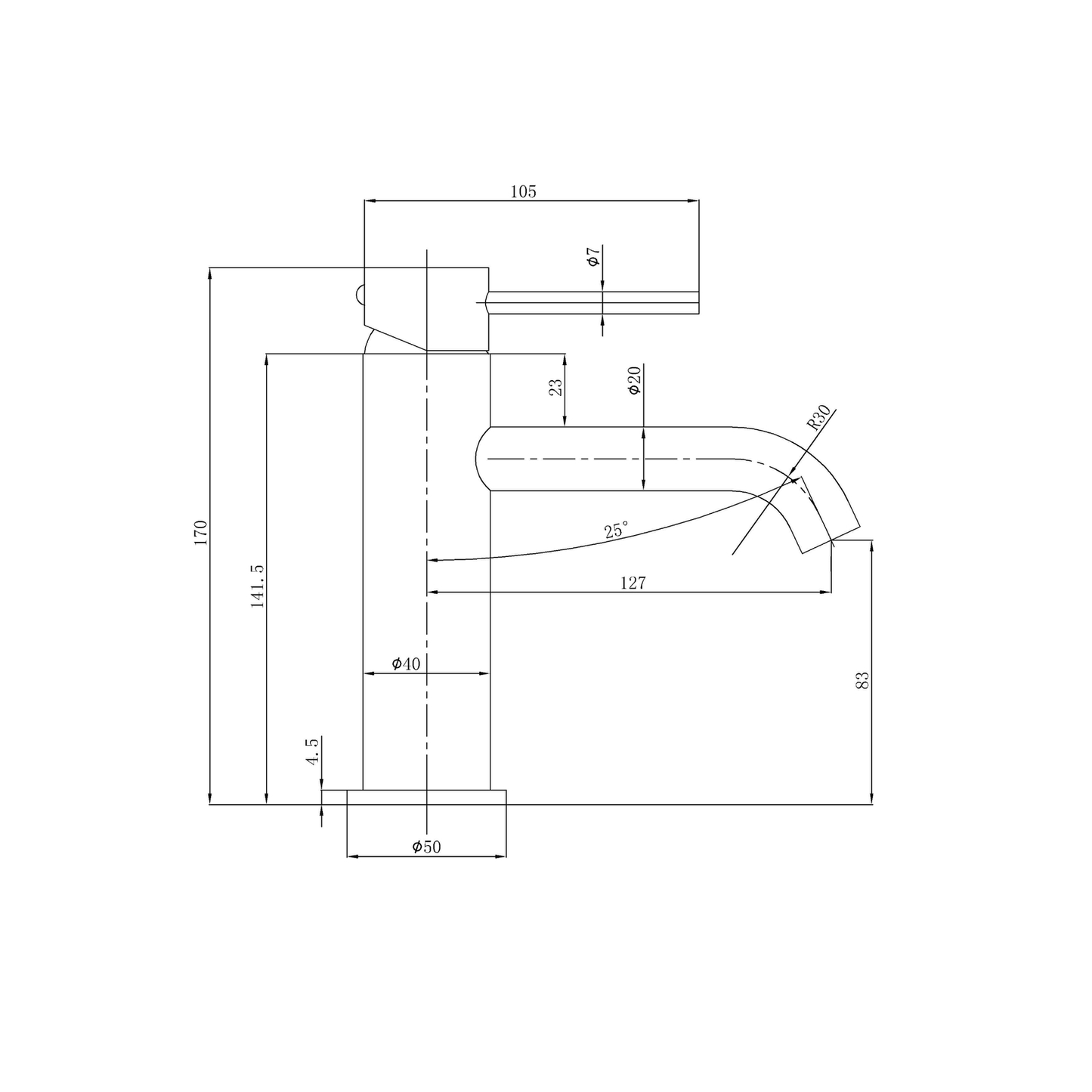 Otus Slimline SS Basin Mixer Brushed Copper