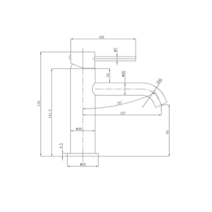 Otus Slimline SS Basin Mixer Brushed Copper
