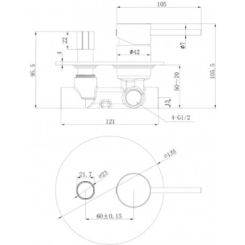 Otus Slimline SS Wall Diverter Mixer Chrome