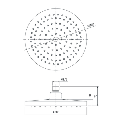 Otus Round Shower Head 200mm Chrome