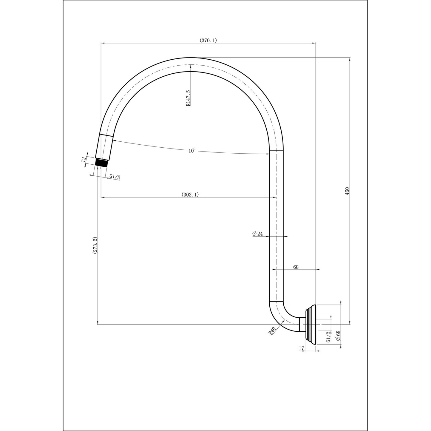 Clasico High-rise Shower Arm In Brushed Nickel