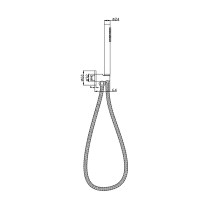 Tube Round Hand Shower On Wall Outlet Bracket Brushed Gold