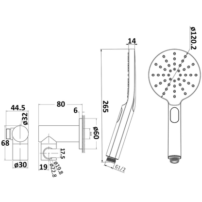 Cora Round Hand Shower On Wall Outlet Bracket Gunmetal