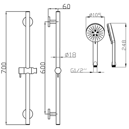 Otus Round Sliding Shower Set Chrome