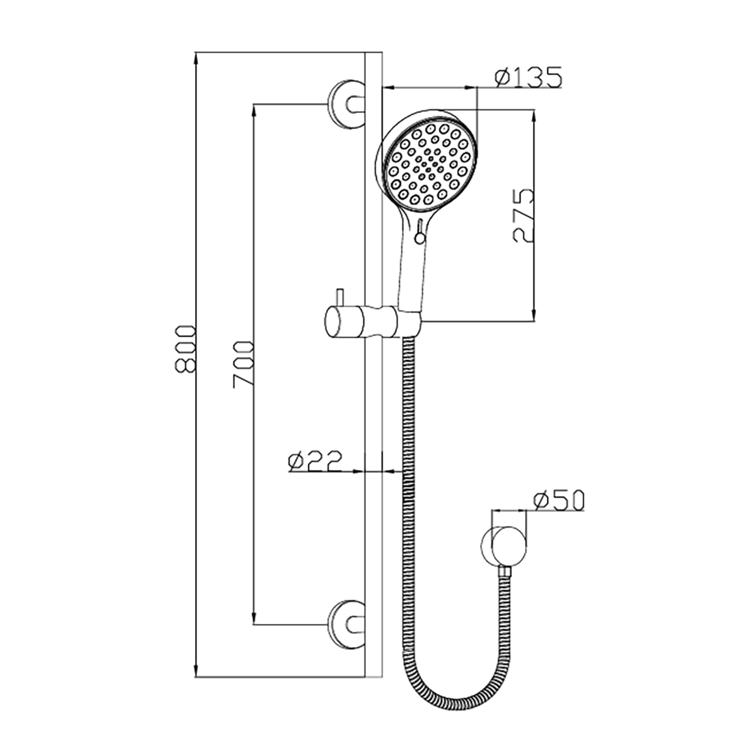 Sulu II Round Sliding Shower Set Brushed Gold
