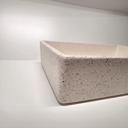 Spring Hill Designs Aila Rectangular Above Counter Concrete Basin White Terrazzo Pink Aggregate
