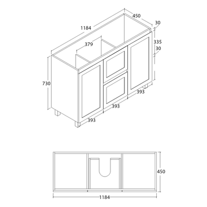 Shaker 1200mm Plywood Bathroom Vanity Cabinet