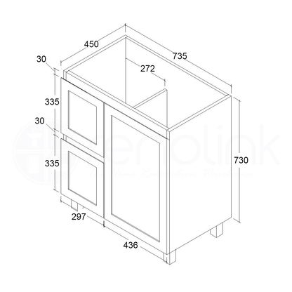 Shaker 750mm PVC Bathroom Vanity Cabinet