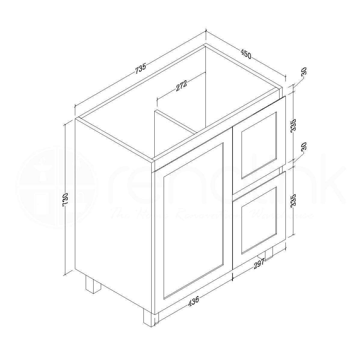 Shaker 750mm Plywood Bathroom Vanity Cabinet