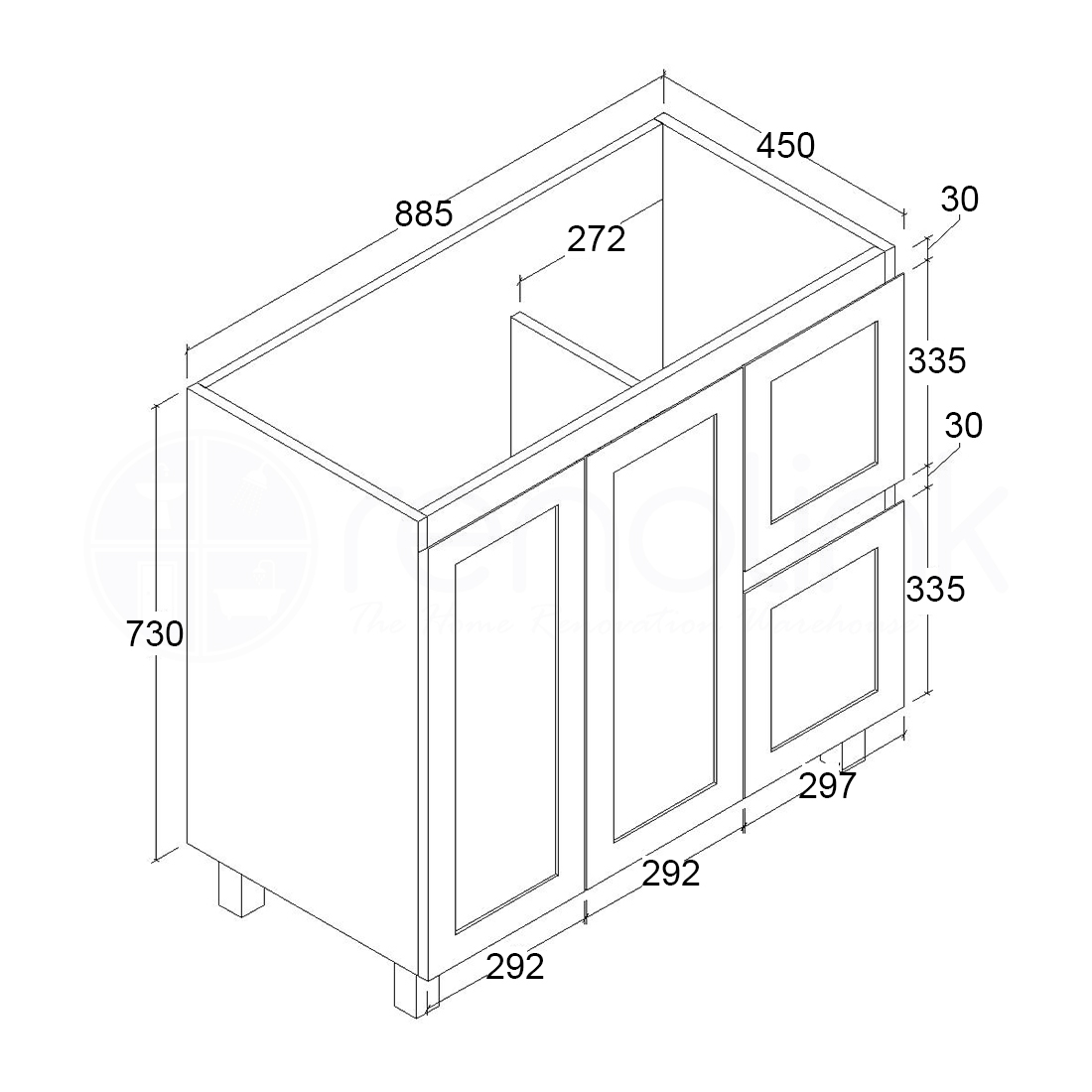 Shaker 900mm Plywood Bathroom Vanity Cabinet
