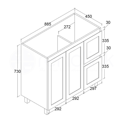 Shaker 900mm Plywood Bathroom Vanity Cabinet