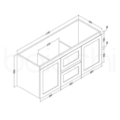 Shaker 1200mm Plywood Wall Hung Bathroom Vanity Cabinet