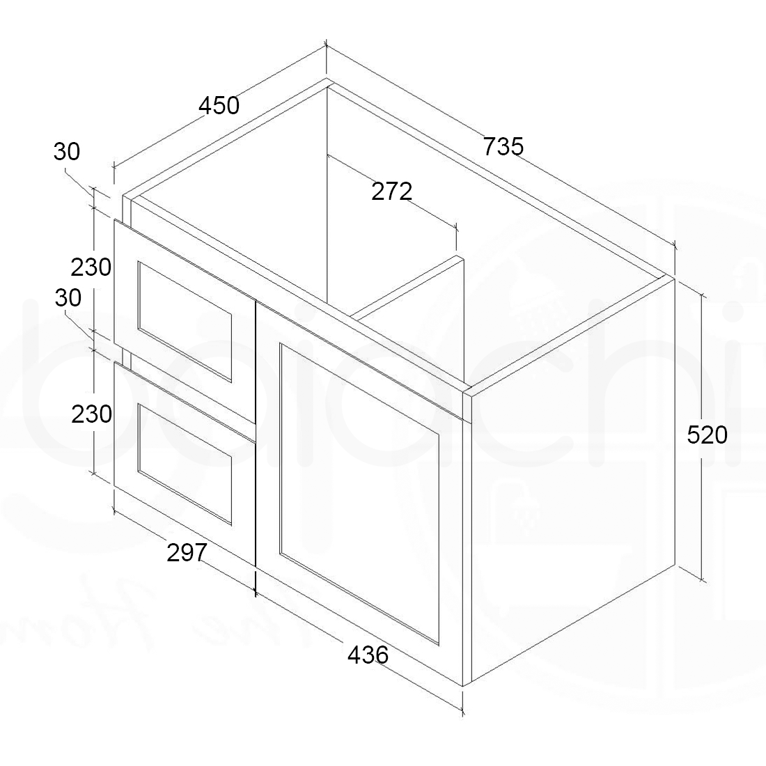 Shaker 750mm Plywood Wall Hung Bathroom Vanity Cabinet