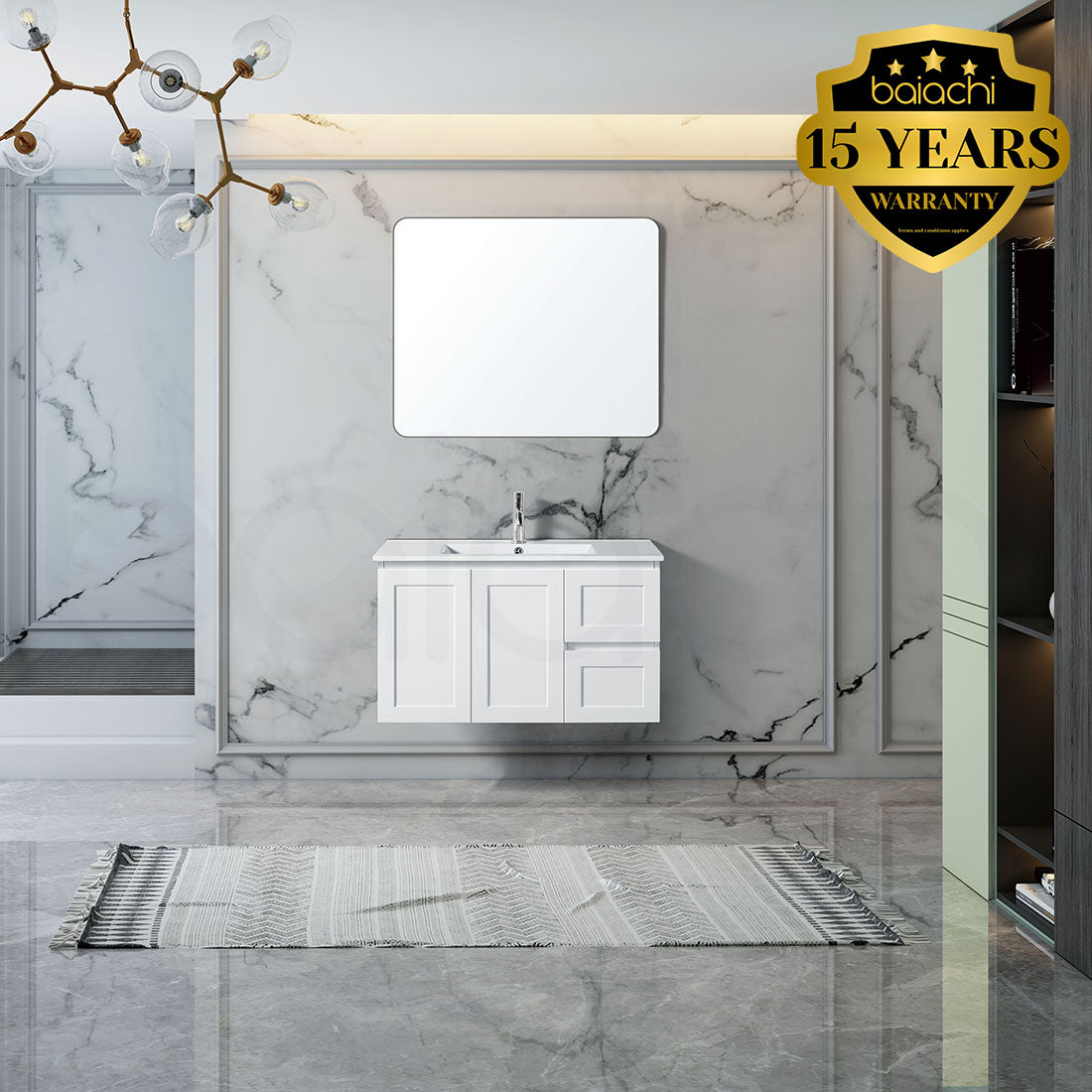 Shaker 900mm Plywood Wall Hung Bathroom Vanity Cabinet