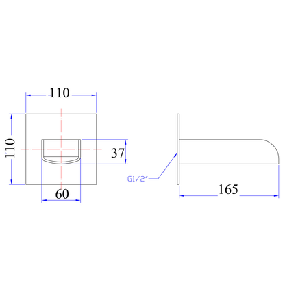 Square Slot Bath Spout Chrome