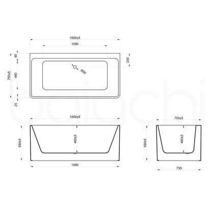 Baiachi Cubi 1500 Freestanding 10 Jet Spa Bath