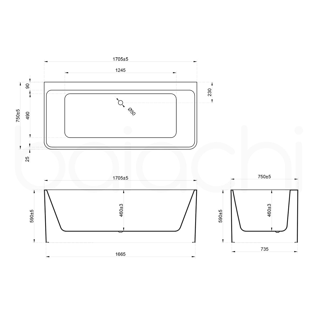 Baiachi Cubi 1700 Freestanding Bath MK2