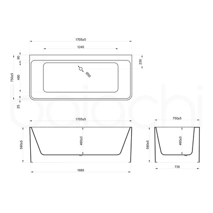 Baiachi Cubi 1700 Freestanding Bath MK2