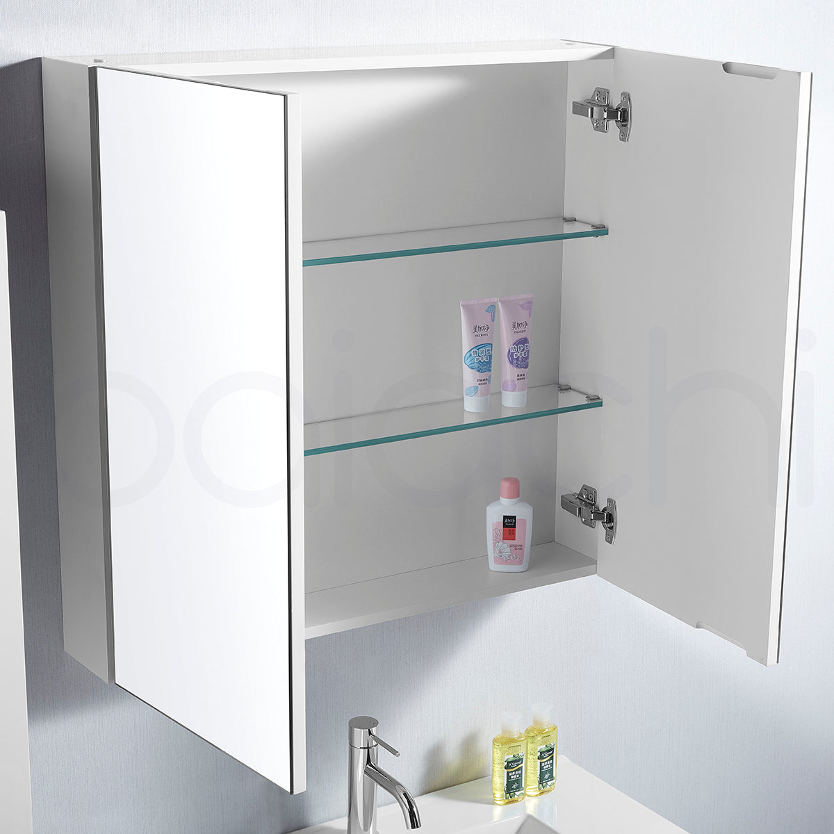 600mmx720mm Bathroom Vanity Mirror Cabinet Shaving Storage 8mm Glass Shelf Pemc