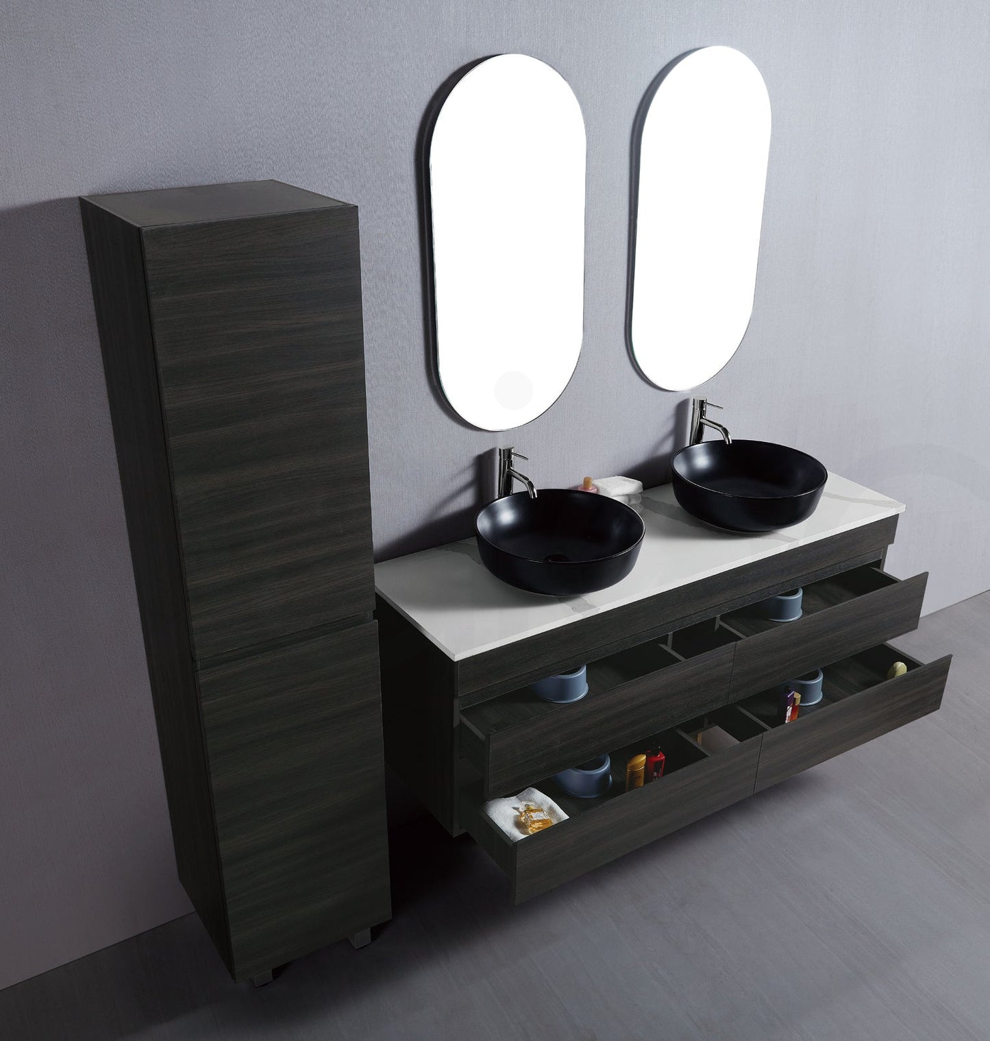 Vellena 1500mm Plywood Empire Oak Wall Hung Bathroom Vanity Cabinet