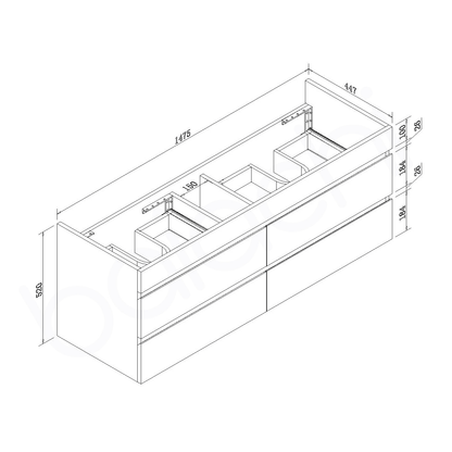 Vellena 1500mm PVC Water Proof Empire Oak Wall Hung Bathroom Vanity Cabinet