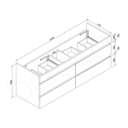 Vellena 1500mm Plywood Prime Oak Wall Hung Bathroom Vanity Cabinet