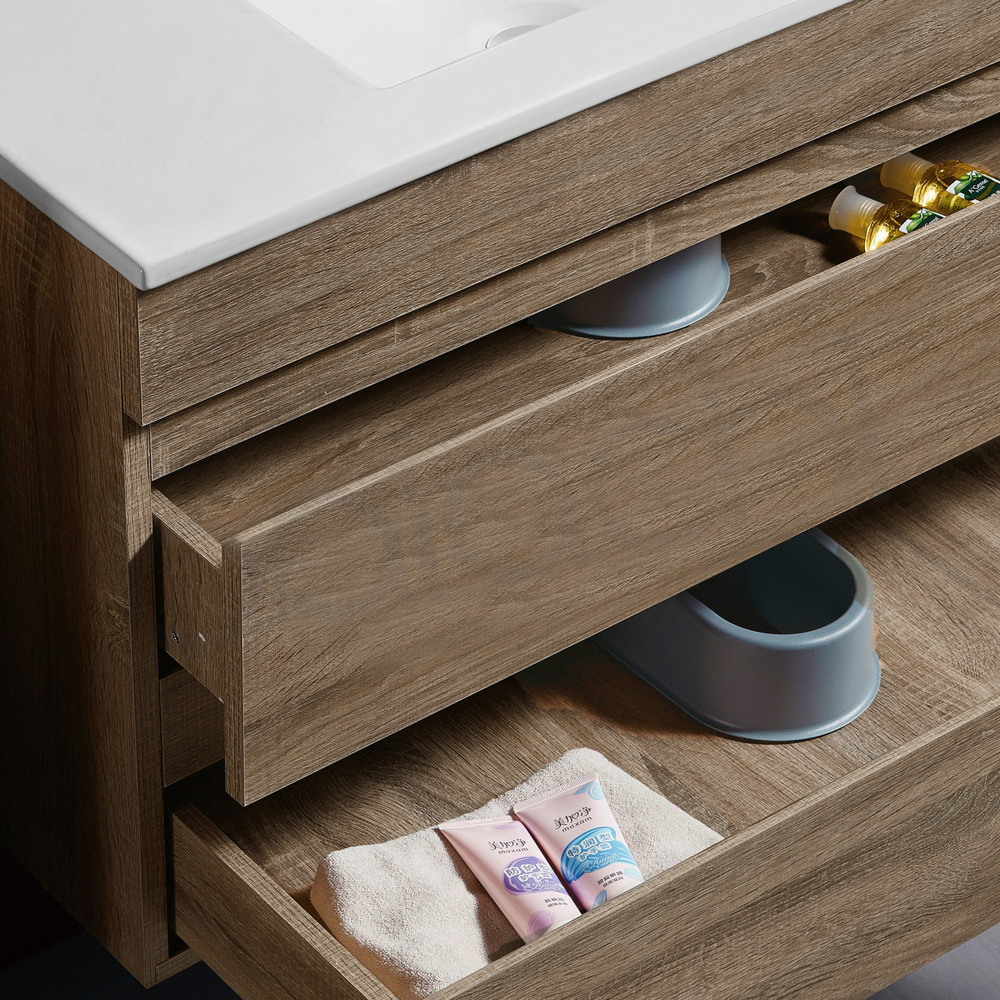 Vellena 1500mm Plywood Prime Oak Wall Hung Bathroom Vanity Cabinet