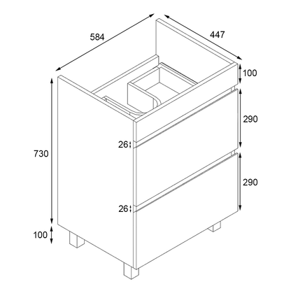 Vellena 600mm PVC Water Proof Empire Oak Bathroom Vanity Cabinet