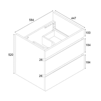 Vellena 600mm Plywood Wall Hung Bathroom Vanity Cabinet